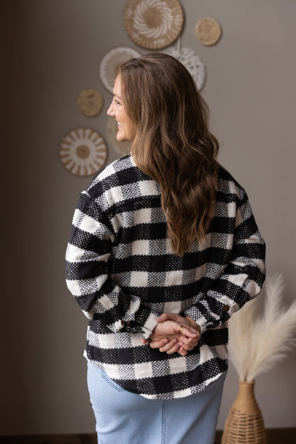 Black Plaid Textured Shacket