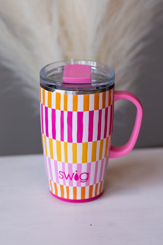 Pink Candy Striped 18oz SWIG Tumbler
