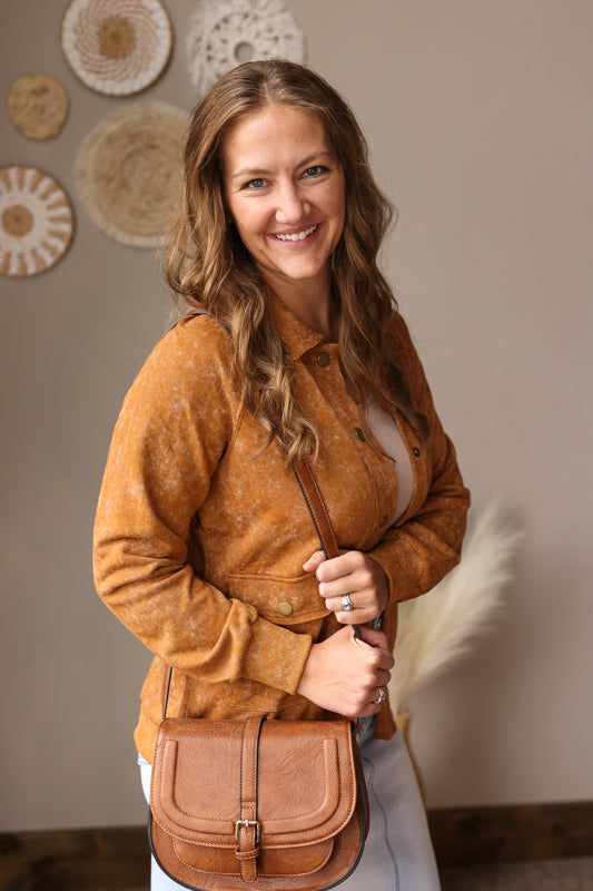 Khaki Vintage Washed Shacket