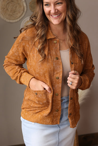 Khaki Vintage Washed Shacket