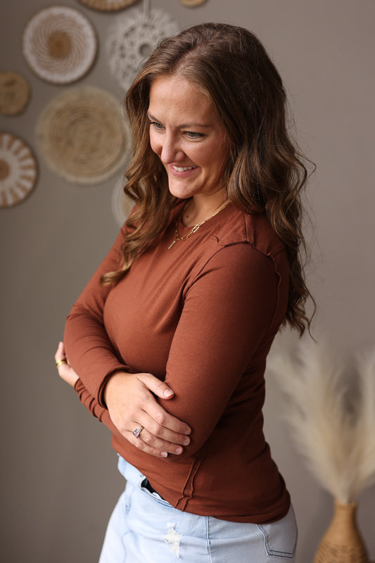 Chestnut Raw Seam Top