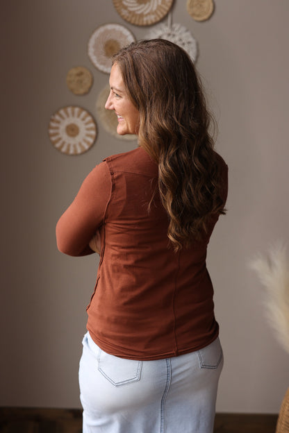Chestnut Raw Seam Top