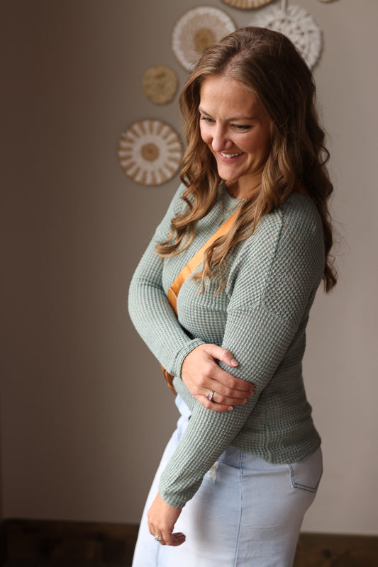 Lagoon Blue Waffle Top