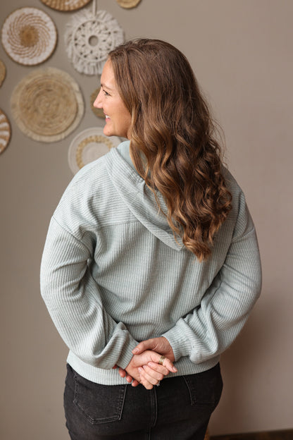 Aqua Ribbed Knit with Hooded Top