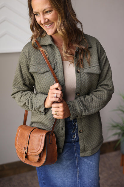 Olive Green Quilted Shacket