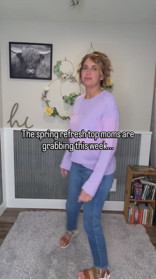 Lavender Contrast Thermal Waffle Long Sleeve Top