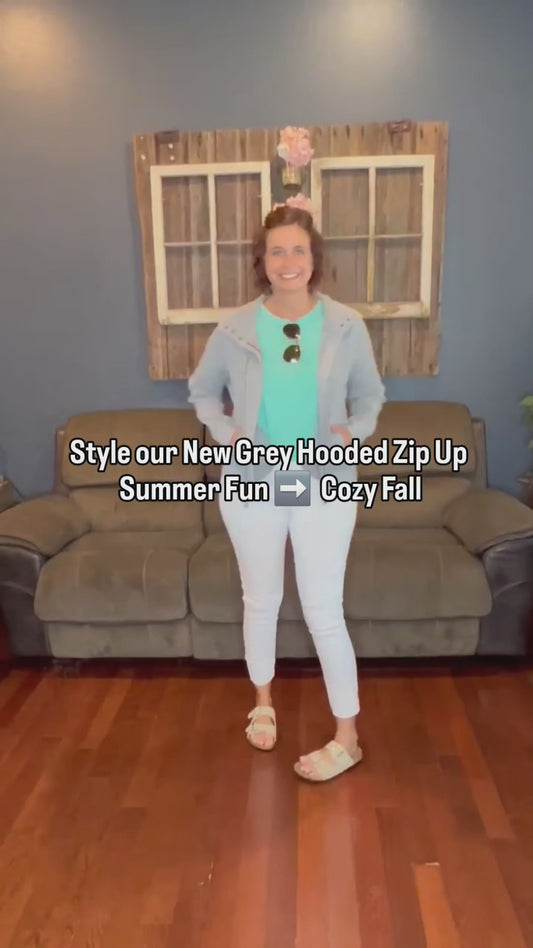 Grey Waffle Zip Up Hooded Jacket