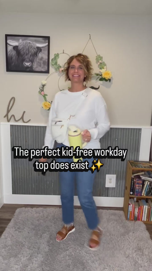 White Dropped Shoulder Long Sleeve Top