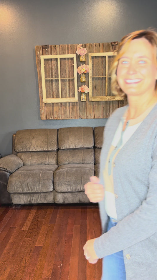 Grey Pocketed Button Front Cardigan; S-2XL PLUS