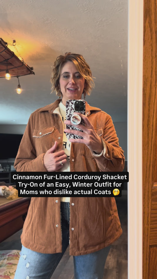 Cinnamon Fur Lined Corduroy Shacket