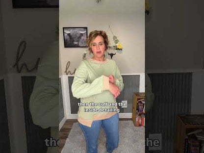 Smoke Green and Mocha Textured Colorblock Sweatshirt