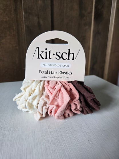 Recycled Fabric Petal Hair Elastics 10pc Set - Blush