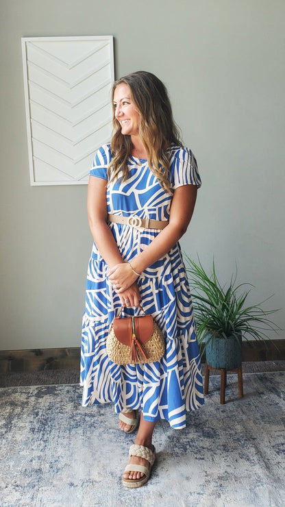 Blue Boho Tiered Maxi Dress