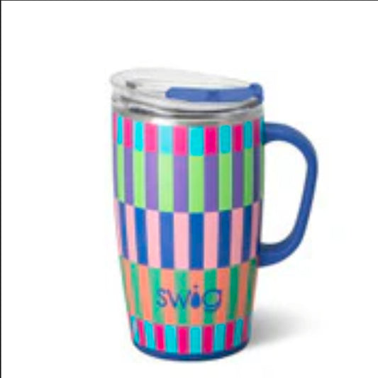 Brite Blue Striped 18oz SWIG Tumbler