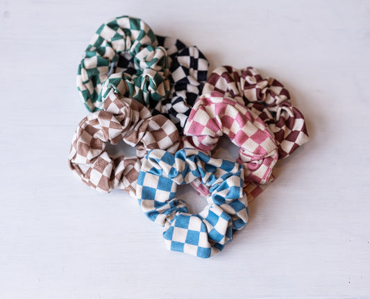 Checkered Hair Scrunchie - Multiple Colors