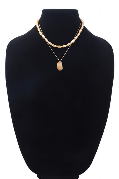 Tan Multi Layer Stone Necklace