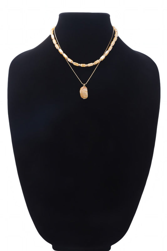 Tan Multi Layer Stone Necklace