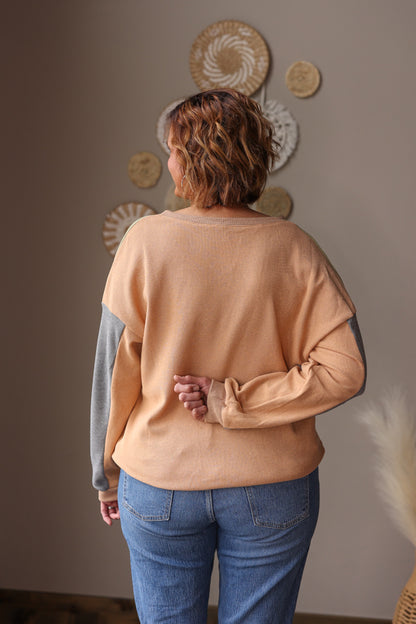 Buckskin Colorblock Thermal Henley Top