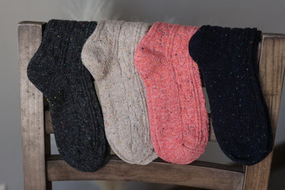 Wool Cotton Blend Cozy Socks; 4 Color Options