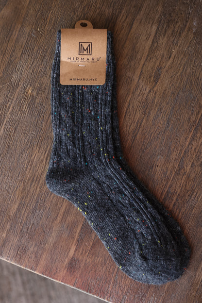 Wool Cotton Blend Cozy Socks; 4 Color Options