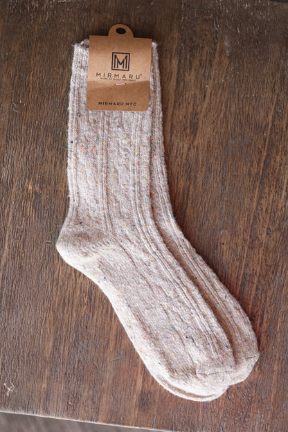 Wool Cotton Blend Cozy Socks; 4 Color Options