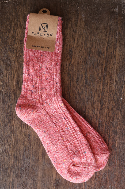 Wool Cotton Blend Cozy Socks; 4 Color Options