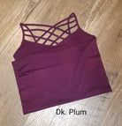 Criss Cross Dark Plum Seamless Long Boutique Tank Tops Classy Closet Shop