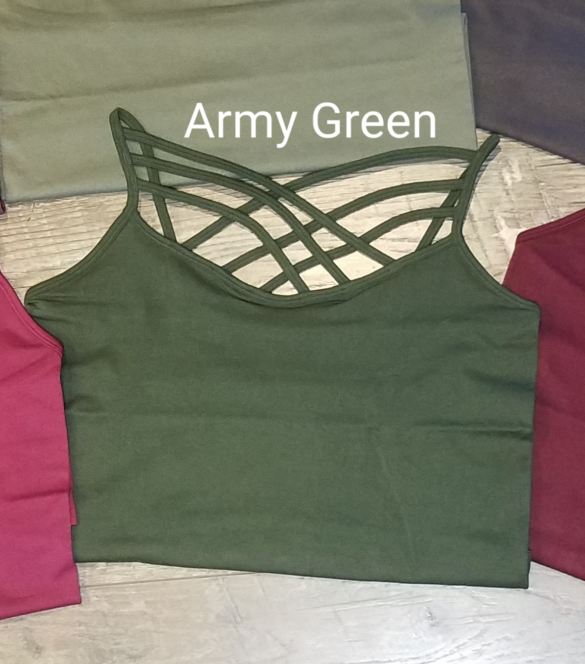 Army Green Criss Cross Seamless Long Boutique Tank Tops Classy Closet Shop