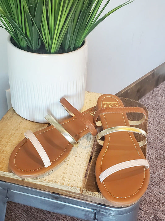 Blush Gold Camel Strap Summer Sandals for Women Classy Closet Online Boutique Near Me