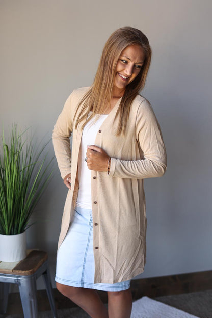 Brown Fly Away Open Cardigan Classy Closet Online Boutique for Modest Clothing Near Me