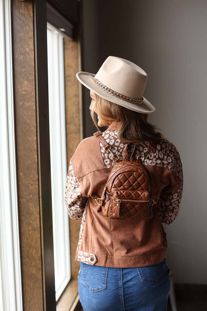 BROWN ANIMAL COLORBLOCK CORDUROY JACKET CLASSY CLOSET ONLINE BOUTIQUE FOR WOMEN'S MODEST FEMININE STYLE