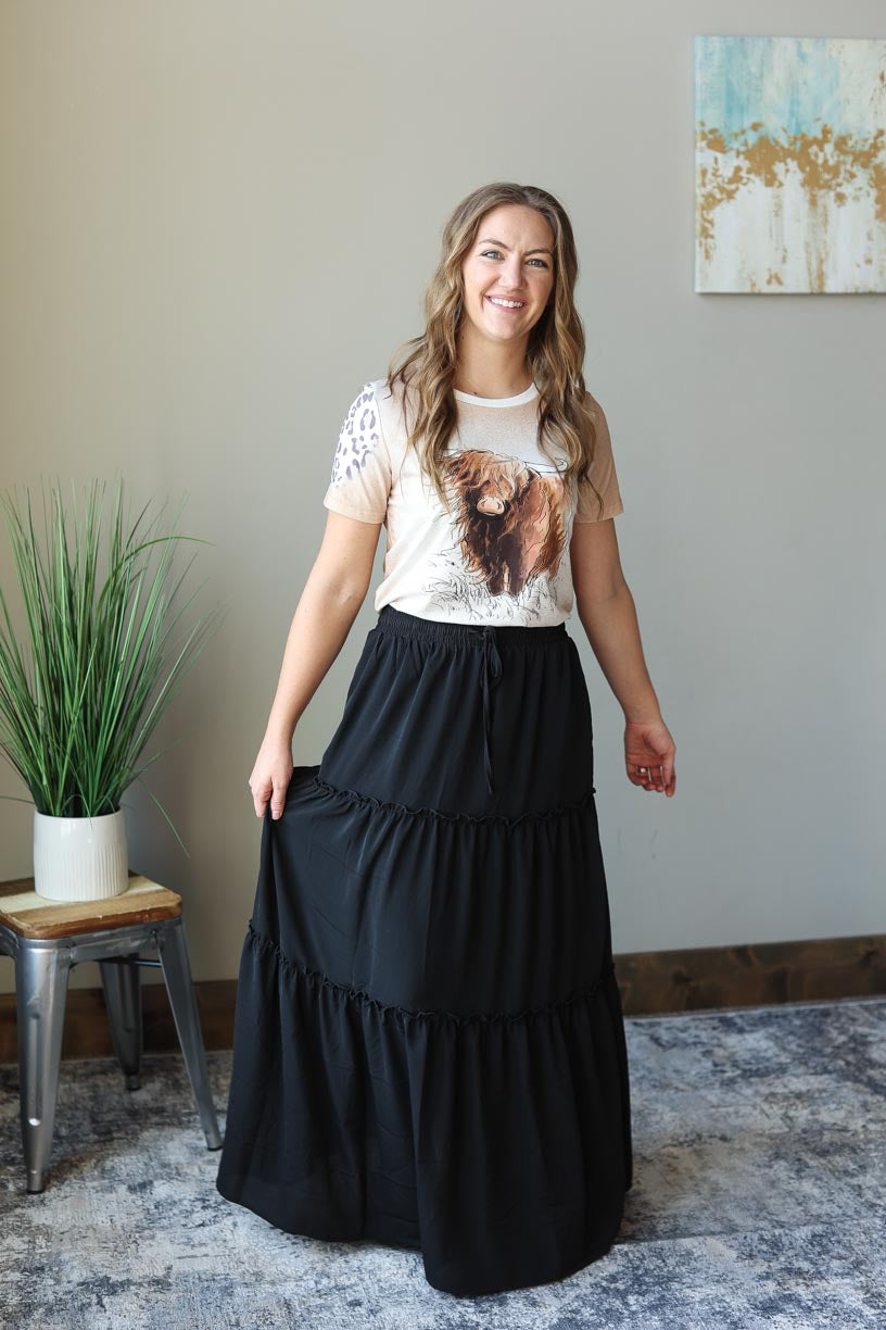 New Look Black Tiered Maxi Skirt Discounts Dealers