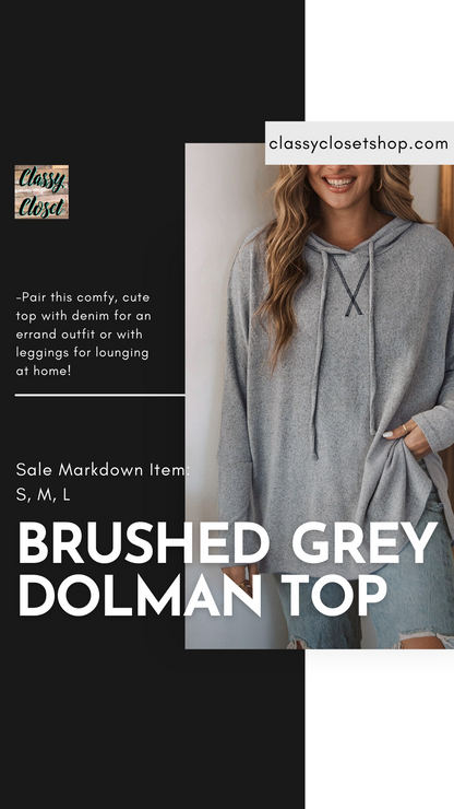 Grey Brushed Casual Drawstring Hood • S or M