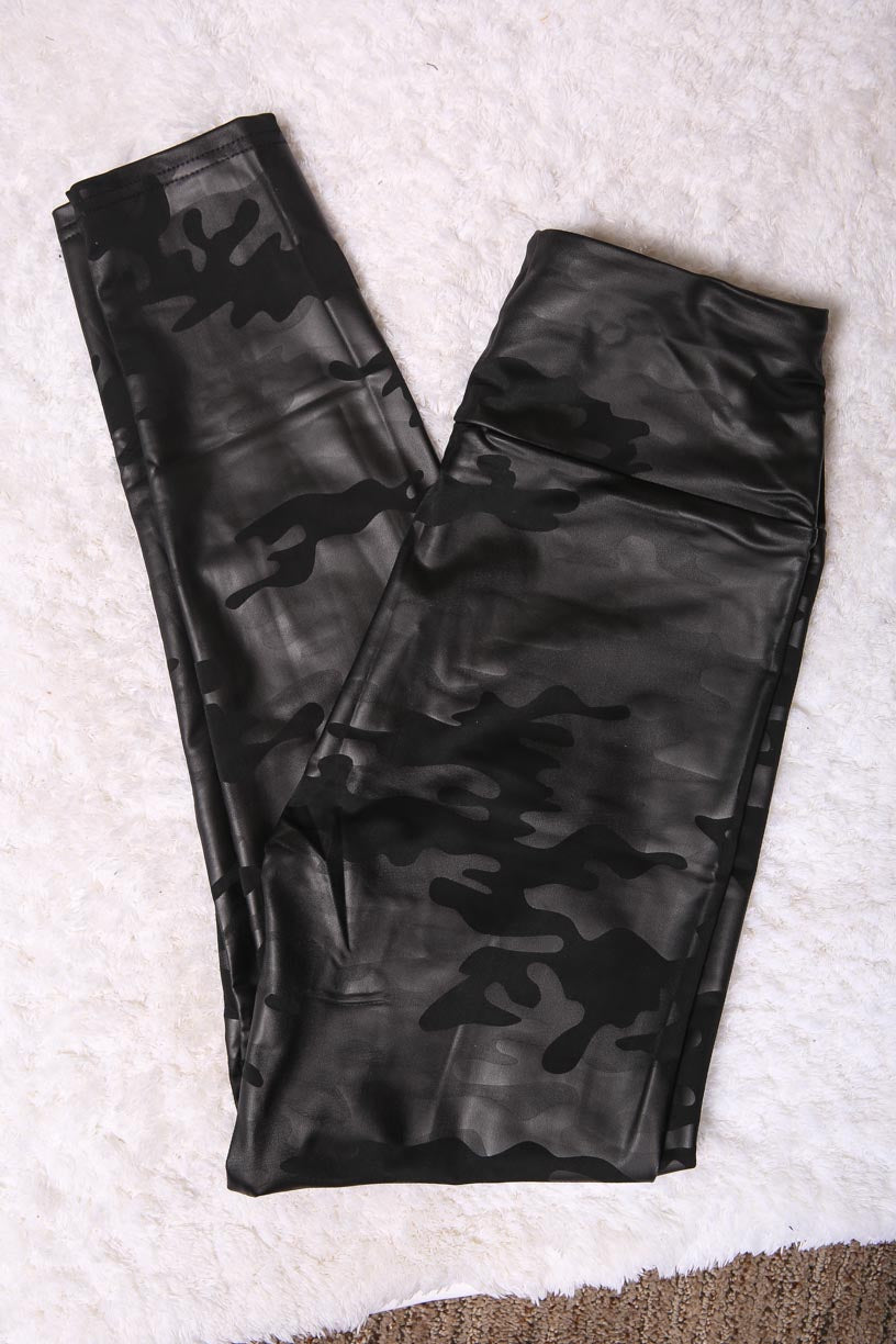 Black Camo Faux Leather Leggings Classy Closet Online Boutique Zyia Leggings Dupe Iowa