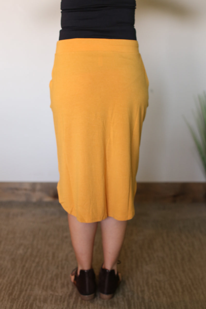 Mustard Casual Knee Length Skirt Classy Closet Modest Fashion Boutique Near Me