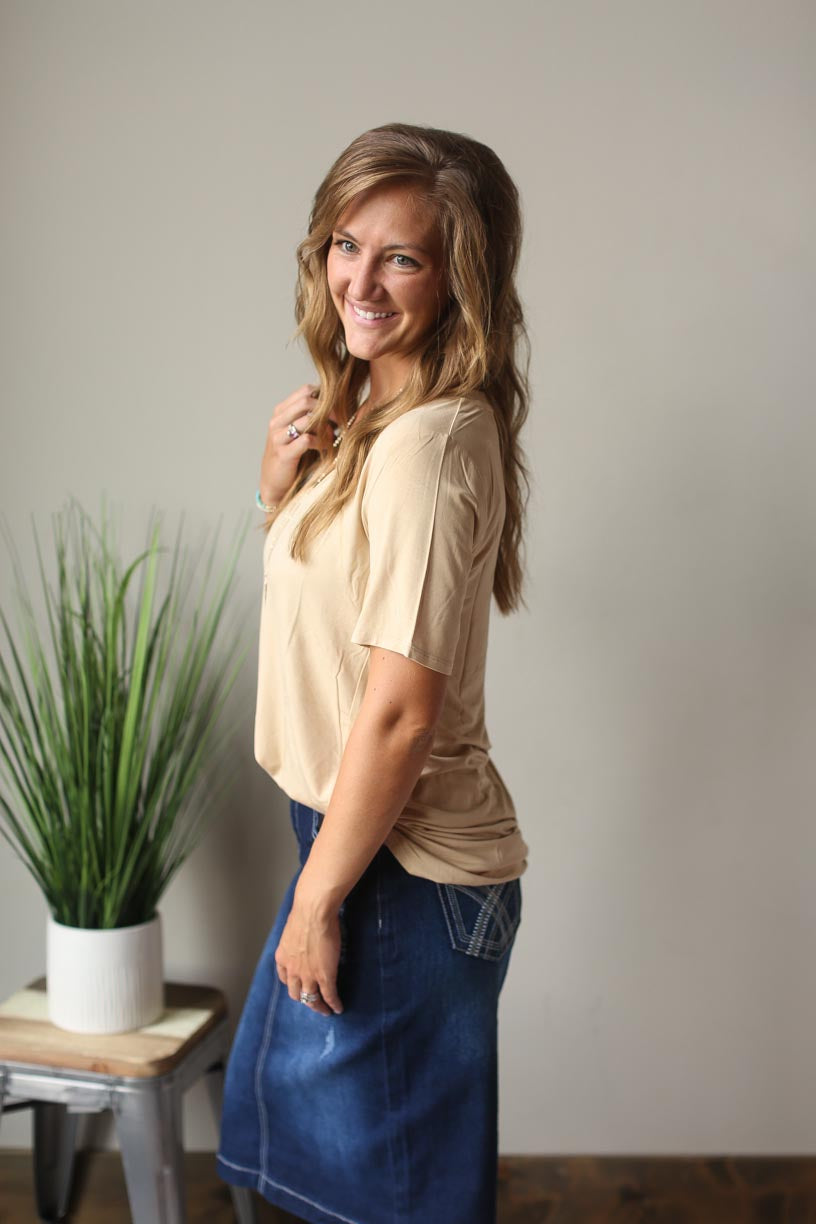 TAN VNECK LAYERING TOP CLASSY CLOSET ONLINE BOUTIQUE NEAR ME FOR CLASSY MODEST WOMEN'S FASHION CLOTHING