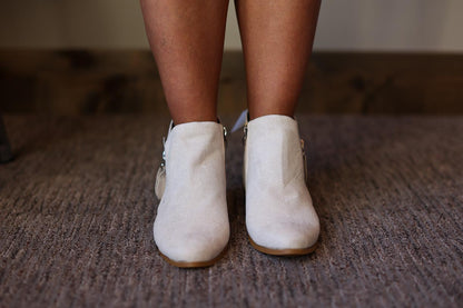 White Side Zipper Bootie Modest Women's Apparel at Classy Closet Online Boutique Near Me Iowa USA