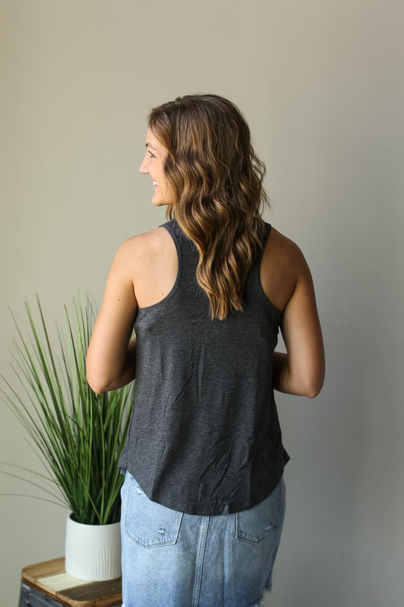 BLACK CHARCOAL POCKET V-NECK TANK TOP FOR SUMMER CASUAL OUTFIT CLASSY CLOSET ONLINE BOUTIQUE NEAR ME