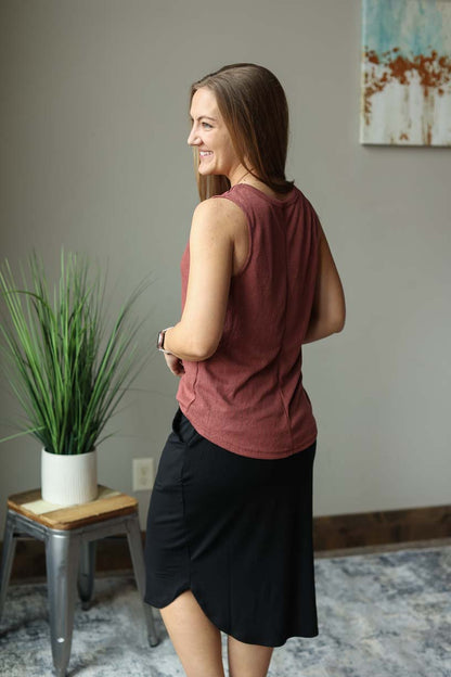 Plum Crewneck Waffle Knit Top for Everyday Casual Summer Outfits